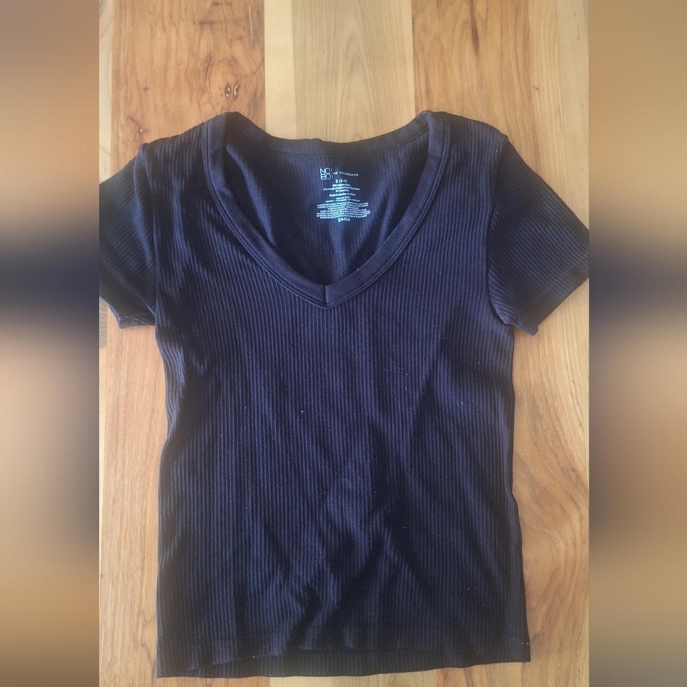 No Boundaries Small Black Short Sleeve Tee Ribbed Fitted